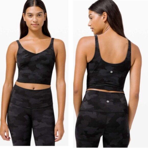 Lululemon Align Tank Bra Camo Crop Nulu Lined Soft Short Camo Deep Coal Multi 6 - Picture 1 of 15